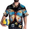 thumbnail image 4 of Flower Butterfly Men's Short Sleeve Spread Collar Poplin Shirt, Casual Printed Button Down Summer Beach Tops for Men, Unisex Comfortable Shirts, 4 of 6