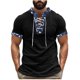 thumbnail image 2 of Blusa y camisa de manga corta con cuello alto para hombre, informal, con cordones y estampado personalizado, 2 of 9