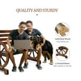 thumbnail image 3 of 41" Rustic Wooden Wheel Bench, 2-Person Patio Bench, Wagon Slatted Seat, Outdoor Bench for Garden, Backyard, Balcony, Patio, Farm, Lawn, Outdoor, 350lbs High Capacity, 3 of 5