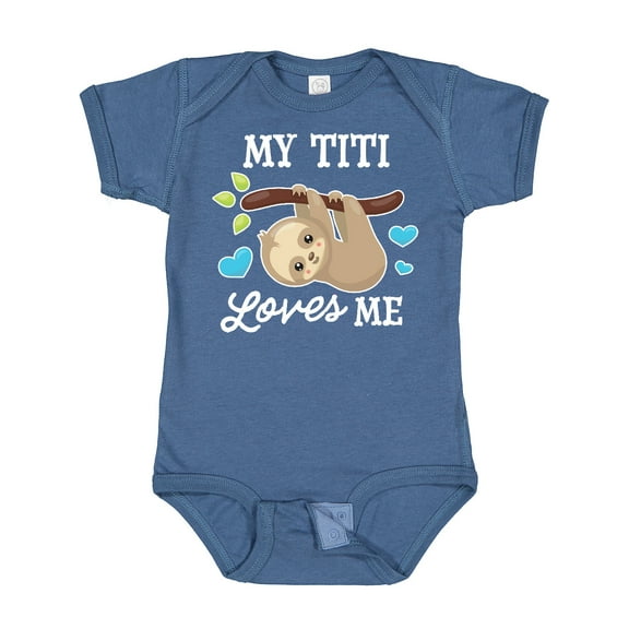 Inktastic My Titi Loves Me with Sloth and Hearts Boys or Girls Baby Bodysuit