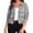 Gray, variant on Women's Safari Cropped Jackets Casual Collared Button-Down Long Sleeve Coat Loose Drawstring Hem Solid Color Utility Jacket with Pockets M