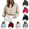 thumbnail image 2 of DYTTDG Cropped Sweatshirt for Women Crewneck Long Sleeve Loose Pullover Casual Fall Outfits, 2 of 7