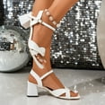 thumbnail image 4 of Women's Heeled Sandal Women's Open Toe Ankle Strap Low Block Chunky Heels Sandals Party Wedding Dress Pumps Shoes, 4 of 8