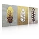 thumbnail image 1 of Set de 3 Cuadros decorativos Modernos Ideas Creativas Plumas Oro, 1 of 7