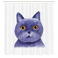 thumbnail image 2 of Ambesonne Cat Shower Curtain, Watercolor Purple Goofy Kitty, 69"Wx70"L, Purple Marigold and Quartz, 2 of 4