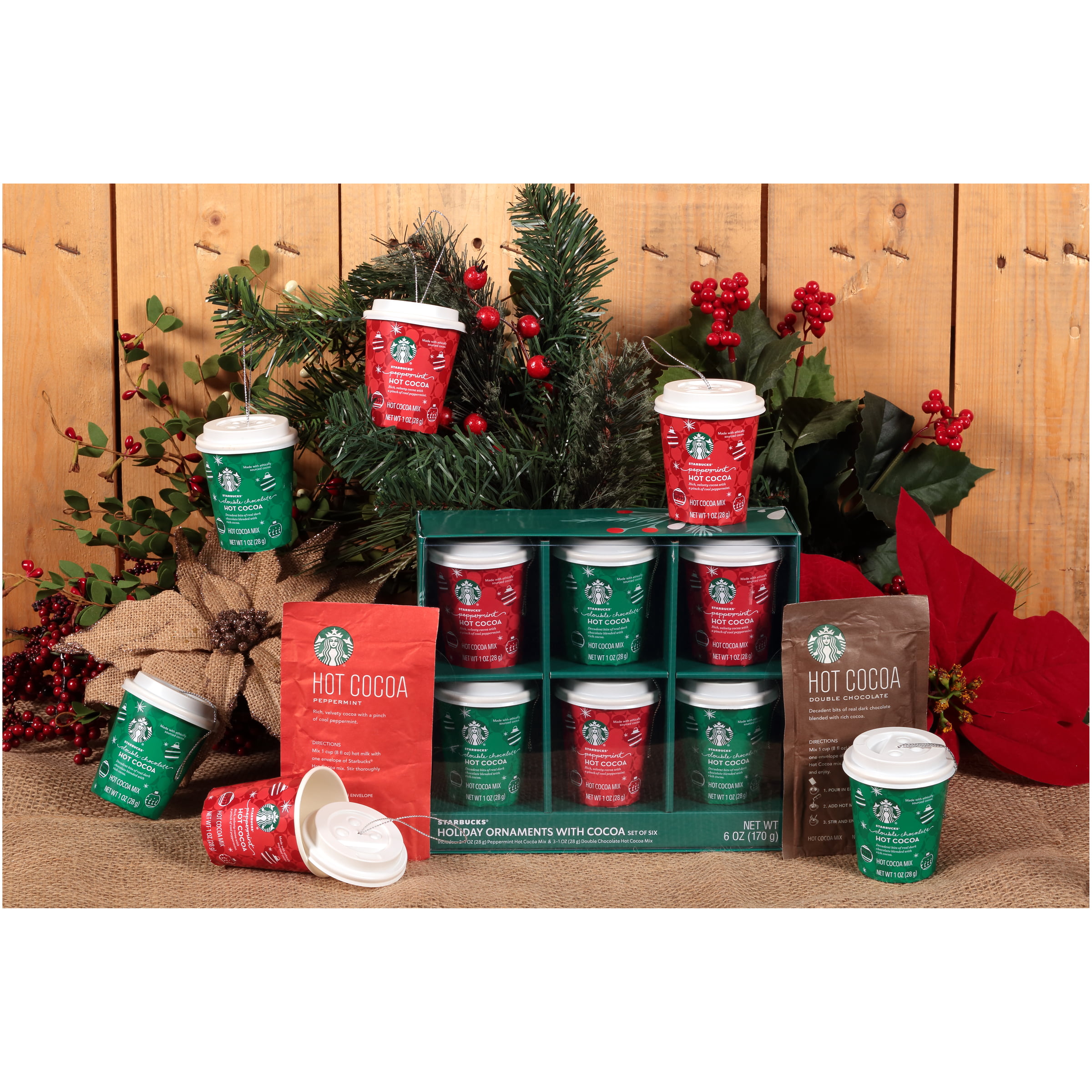 STARBUCKS 6-pack Mini Cup Holiday Ornaments Gift Set With Hot