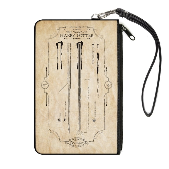The Wizarding World of Harry Potter Wallet, Zip Pouch, Harry Potter The Wand of Potter Anatomy Tans Black, Canvas