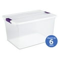 thumbnail image 1 of Sterilite 62 Liter ClearView™ Latch Box, Clear Plastic Storage Bin with Lid and Purple Latch, 6 Pk, 1 of 9