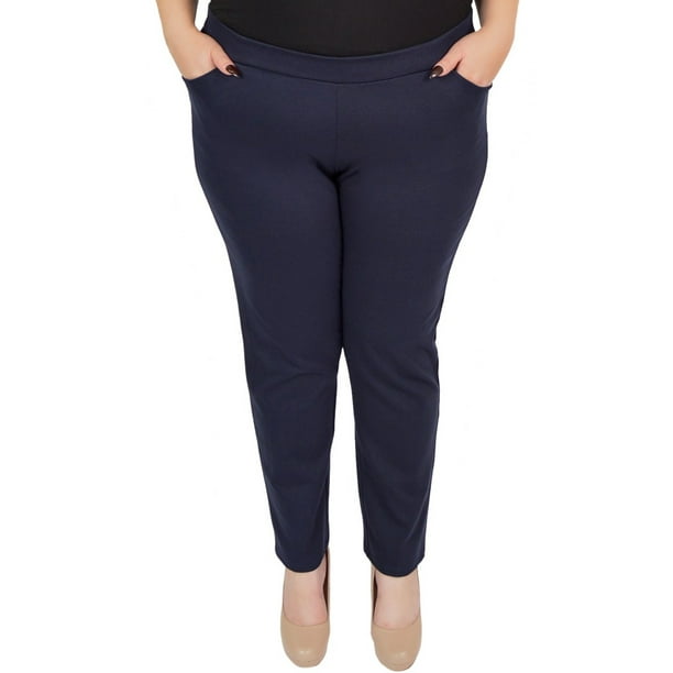 Stretch Is Comfort - Plus Size Comfortable Office Pants - X-Large (12-14) / Navy Blue - Walmart