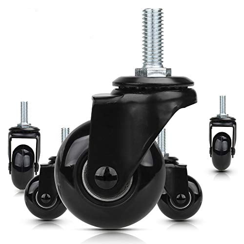Set of 5 Office Chair Caster PU with Brake Wheels Replacement Heavy Duty 3 inch 