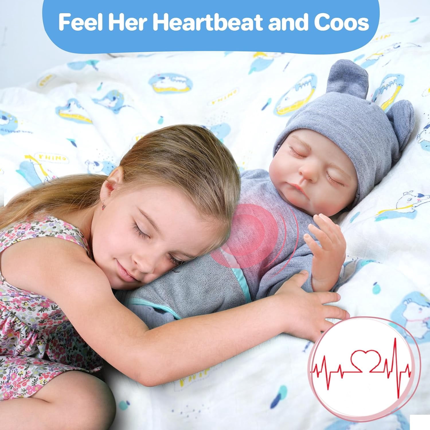 BABESIDE 20 Inch Reborn Baby Doll with Soft Cloth Body and Breath Real Life Baby Dolls Soft Body with Accessories Gift Box for Kids Age 3+