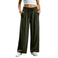thumbnail image 3 of Women Pleated Wide Leg Sweatpants Sevevn Elastic Drawstring High Waist Soft Loose Trousers With Side Pockets, Assorted Solid Colors For Casual Lounging Streetwear And Daily Outdoor Occasions, 3 of 7