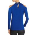 thumbnail image 2 of Design History Women’s Embellished Collar Cold-Shoulder Blouse Top, Blue, Large, 2 of 2