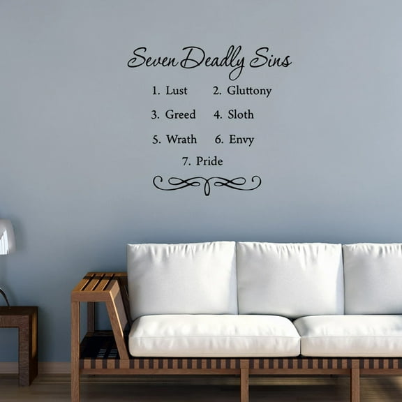 VWAQ 7 Deadly Sins Wall Decals Seven Deadly Sins Bible Wall Art Stickers Faith Vinyl Scripture Pride - 560