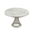 thumbnail image 5 of 47" Round Faux Marble Dining Table - Modern Kitchen Table, Stainless Steel Base, White & Silver, for Dining Room. Stylish, Durable, Easy Assembly., 5 of 14