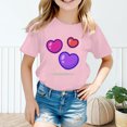 thumbnail image 2 of YUEHUA Sch+ool Clothes for Girls Summer Girls' Children Crew Neck Short Sleeved Heart Patterned Casual Loose Fitting Short Sleeved T Shirt Top, Size 8-9 Years, 2 of 4