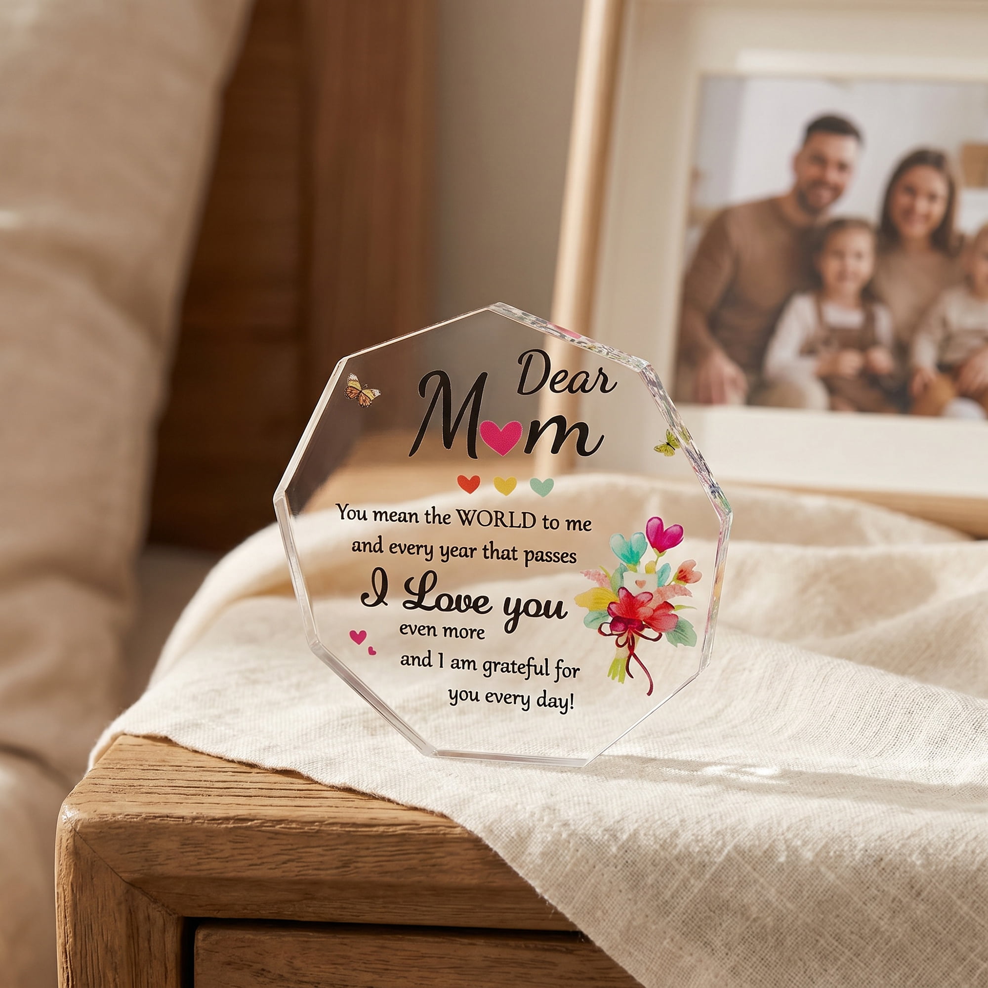 Unique Bargains Acrylic Heart Desk Sign Gift Keepsake Plaque for Friend 10"L x 10"W x 1"H