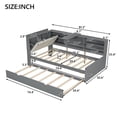 thumbnail image 5 of Harper & Bright Designs Twin Size Wooden Storage Daybed, Platform Bed with Trundle & Flip Headboard & Shelves, L Shaped Twin Floor Bed with Upholstered Headboard, Gray, 5 of 20