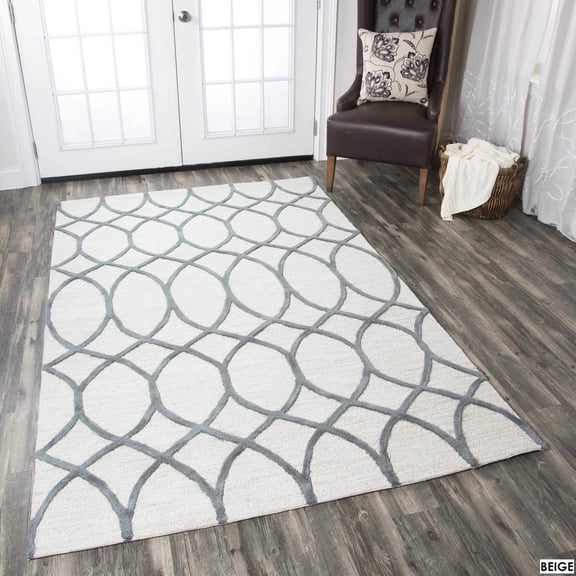 Alora Decor Berlin 9' x 12' Trellis Khaki/Gray/Rust/Blue Hand-Tufted Area Rug