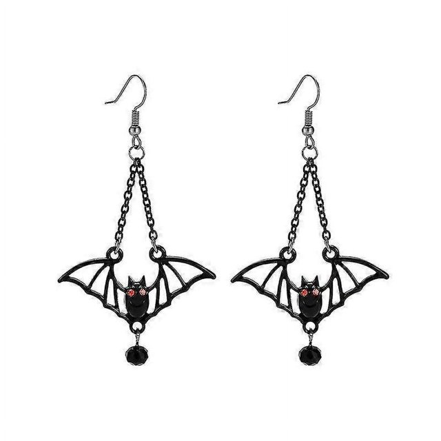Pendientes de cadena de murciélago hueco negro shaofei Decoración de diamantes de imitación rojos brillantes