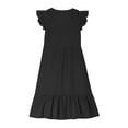 thumbnail image 4 of Juslio Girl Dresses Casual Ruffle Sleeve V-Neck Summer Beach A Line Dresses Knee Length Black Sundress, 4 of 5