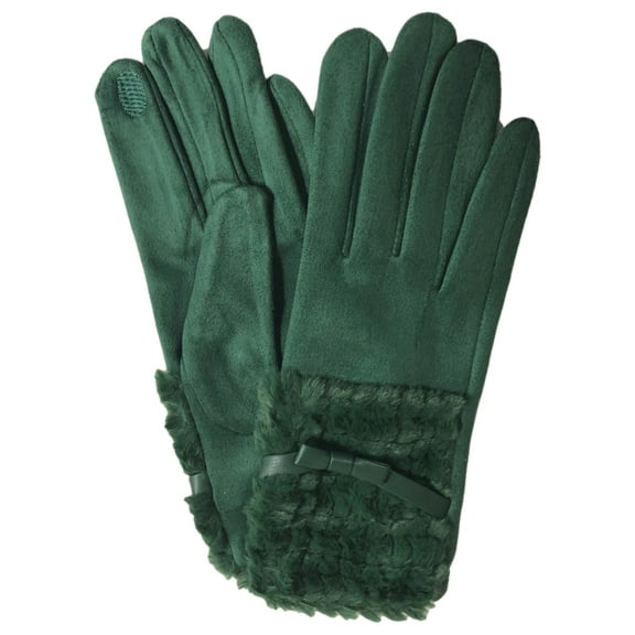 Womens Velvety Soft Green Stretch Texting & Tech Touchscreen Gloves