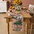 thumbnail image 2 of Pink Christmas Table Runner 70 Inches Long Farmhouse Dress Scarves, Xmas Tree Gingerbread Snowman Winter Dining Tablerunner for Coffee Table/Kitchen Island/Party Décor, 13" x 70", 2 of 8