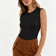 thumbnail image 3 of ClodeEU Women's Ribbed Crew Neck Sleeveless Tank Top, Trendy Casual Slim Fit Top for Summer Black,Women's Plus L, 3 of 6