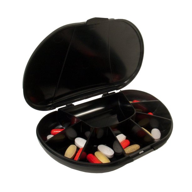 Travel Size 8 Compartment Pill Box Holds up to 150 Pills (Actual Size