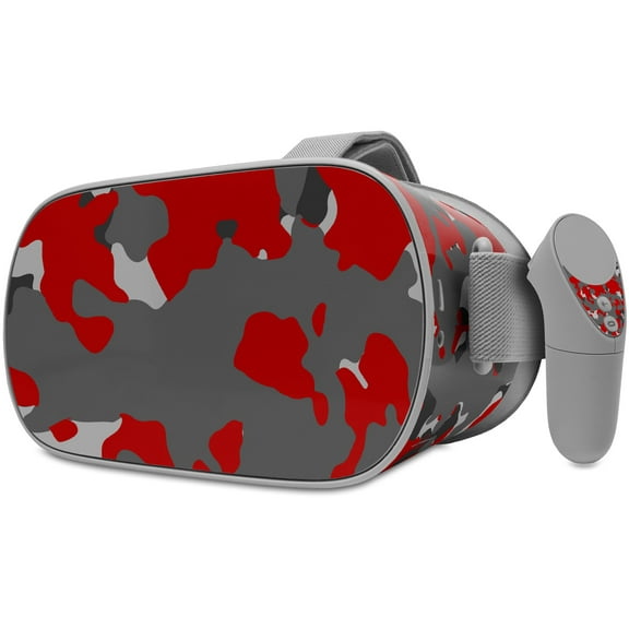 Decal style Skin Wrap compatible with Oculus Go Headset - WraptorCamo Old School Camouflage Camo Red (OCULUS NOT INCLUDED)