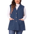 thumbnail image 1 of Chaqueta sin mangas de utilidad de gamuza sintética para mujer de tallas grandes Agnes Orinda, con solapa de muesca, 1X, azul oscuro, 1 of 6