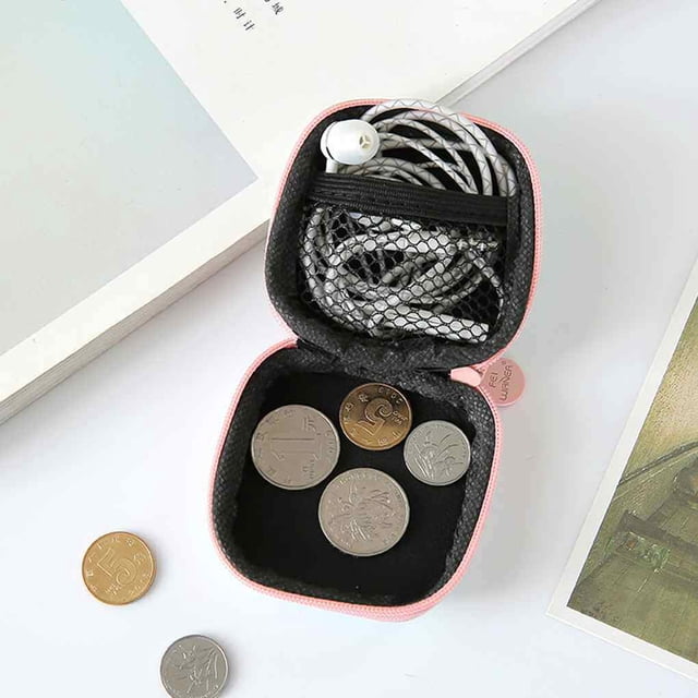 Maoww Square Mini Cute Headset Box Little Fresh Zipper Children Purse Key Storage Wallet Pouch Bag Gift