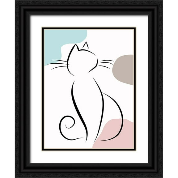 Alpenglow Workshop 12x14 Black Ornate Wood Framed with Double Matting Museum Art Print Titled - Elegant Cat II