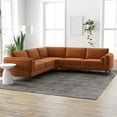 thumbnail image 5 of Pemberly Row Mid-Century Velvet Pillow Back Corner Sofa in Burnt Orange, 5 of 9