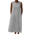 thumbnail image 2 of QUNYINEY Casual Sundresses for Women A Line Long Sleeveless Summer Tank Dress Cutout Solid with Pockets Crew Neck Loose Fit Dresses, 2 of 9