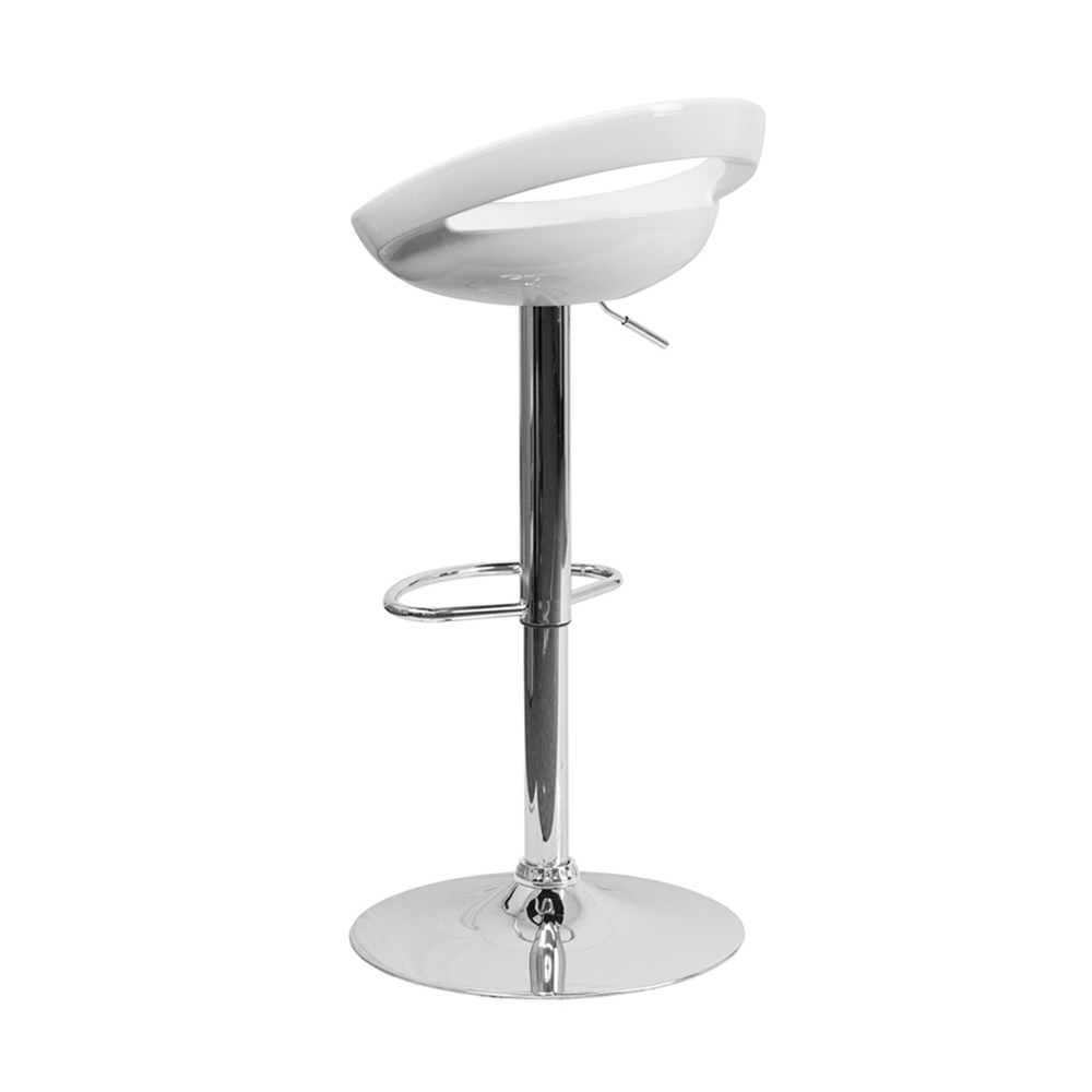 Adjustable Height Stool with Low Back,Swivel Seat Plastic Barstools with Footrest,Kitchen Bar Stools Counter Height Dining Chairs with Chrome Base for Indoor Outdoor Home Kitchen Dinning Room,White - image 3 of 4