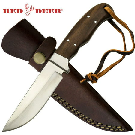 8-1/2 inchRed Deer Full Tang Pakka Wood Hunting Knife with Leather (Best Knife For Skinning A Deer)