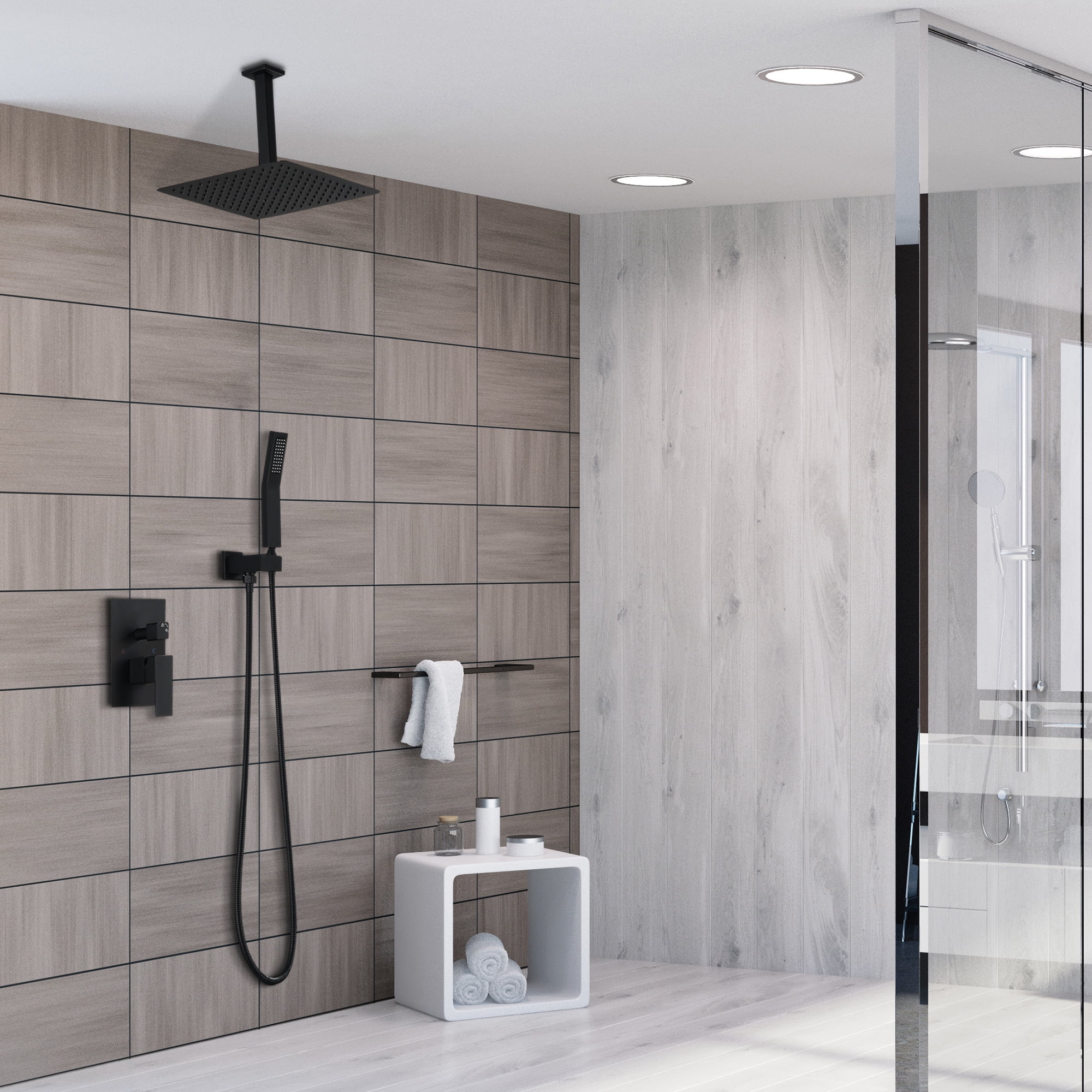 16 Inch Bathroom Rain Shower System Set ceiling mounted, Rainfall Shower Head with Handheld