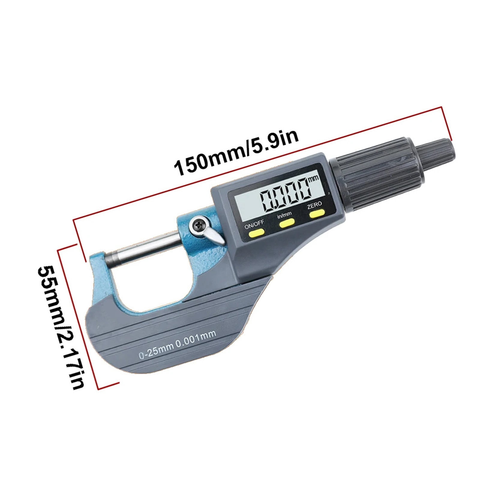 Electronic Outside Micrometer Carbide Tip Measure Tools Caliper Gauge 0-25mm 0.001mm Digital Micromaster Micrometer ,Easy to Operate