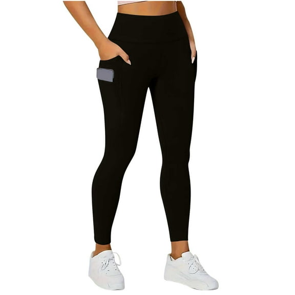 Mgmyaa Women's Leggings with Pockets Tummy Control Workout High Waisted Athletic Running 7/8 Ultra Soft Gym Yoga Ankle Pants, Black XXL