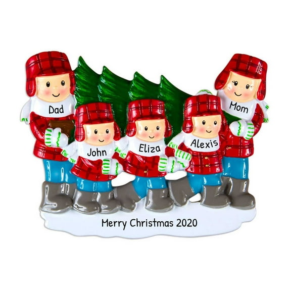 Personalized Family Ornaments 2024 - Outdoors Family of 5 Christmas Ornament Our 1st Christmas Decor