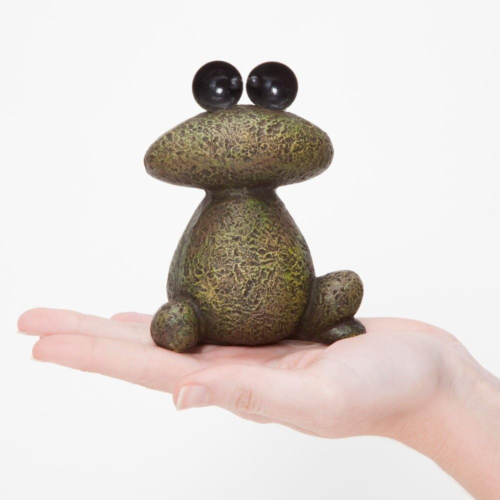 Bits and Pieces Two Frogs Garden Sculptures Set — Waterproof Polyresin Lawn and Patio Decor, Minimalist Stacked-Stone Design, Large and Small Frog Statues