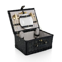 Picnic Time Classic Picnic Basket for 2 - Black Willow with Beige Accents