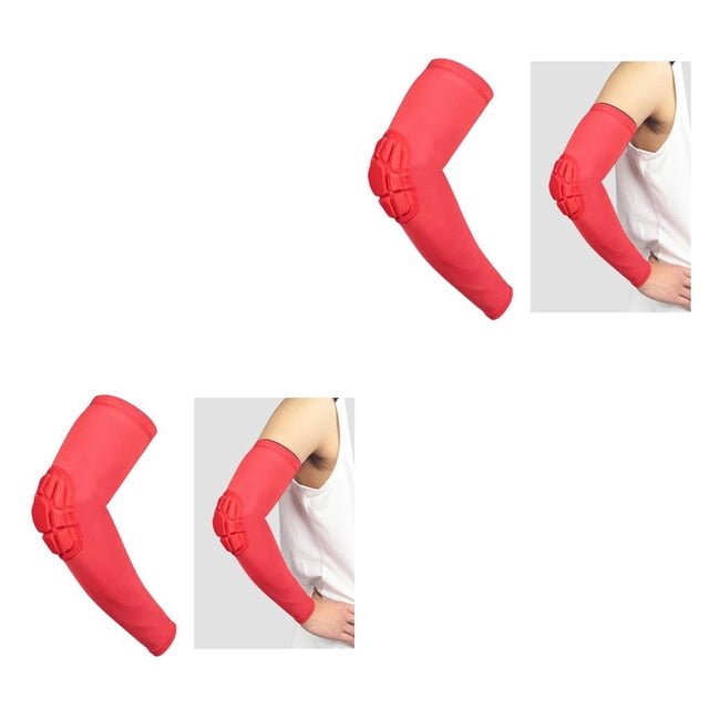 Sonducket Elbow Support Compression Pad Brace Joint Sport Arm Sleeve Rojo L 2piezas