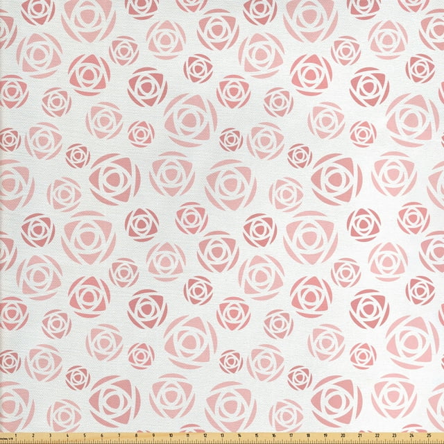 Floral Fabric by the Yard, Rhythmic Triangles Rose Petals Motifs in Simplistic Composition on Plain Backdrop, Upholstery Fabric for Dining Chairs Home Decor Accents, White Blush by Ambesonne