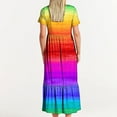 thumbnail image 4 of Penkiiy Women's Summer Casual Short Sleeve Crewneck Gradient Print Swing Dress Flowy Tiered Maxi Beach Dress with Pockets XL Multicolor, 4 of 7