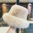 thumbnail image 4 of sunsanly Women Winter Bucket Hat Fuzzy Plush Thickened Windproof Heat Retention Solid Color Dome Faux Fur Fisherman Hat Outdoor Cap, 4 of 8