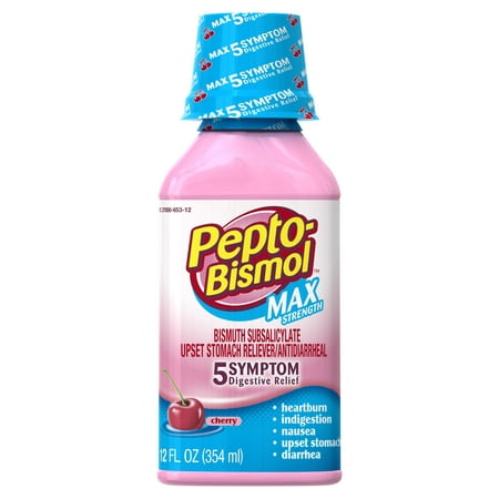 Pepto-Bismol Cherry Max 5 Symptom Medicine - Including Upset Stomach & Diarrhea Relief 12