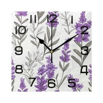Lavenders Violet Wall Clock Square Silent Non-Ticking Battery Operated Retro 7.78" Clock Home Kitchen Office Decoration