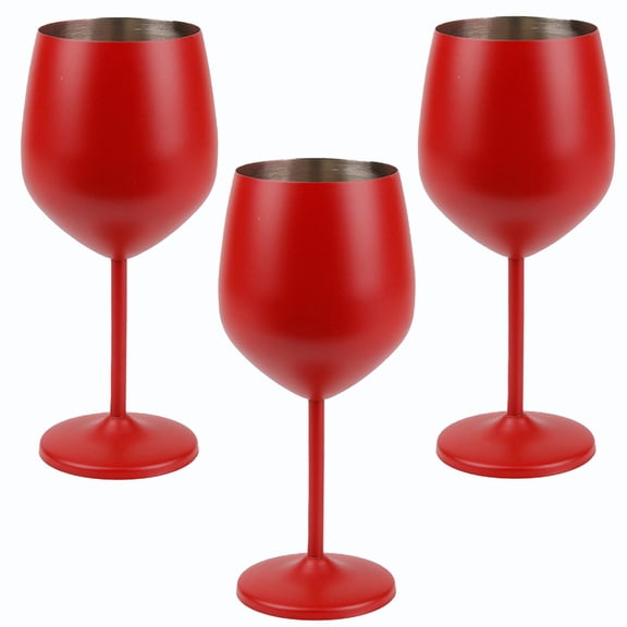 4 PCS 18oz Stainless Steel Matte Wine Glasses Red